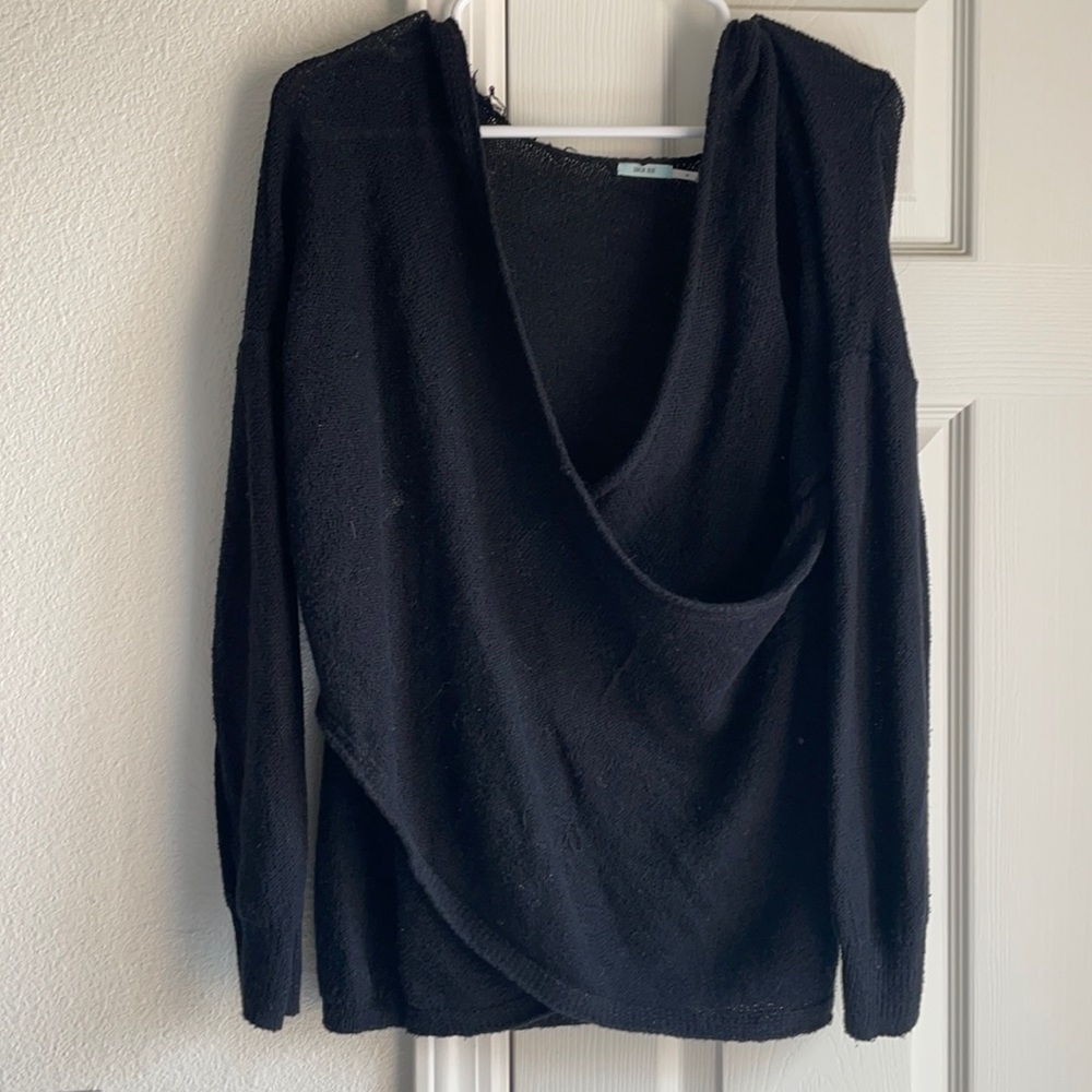 Surplice Wrap long sleeve sweater